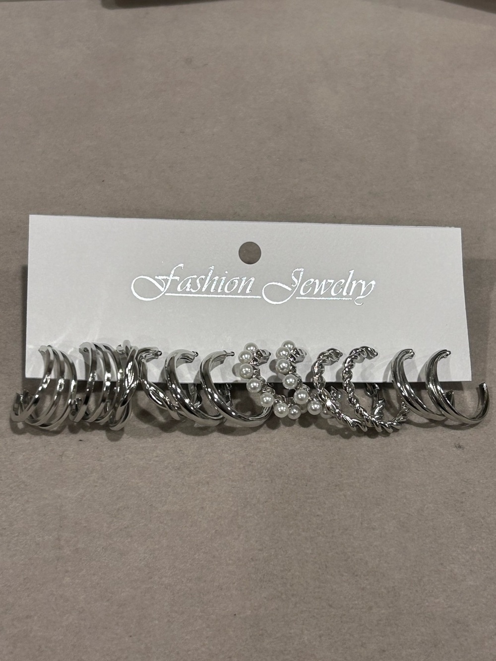 Fashion Jewelry Silver Tone Earring Sets with Pearl Accents